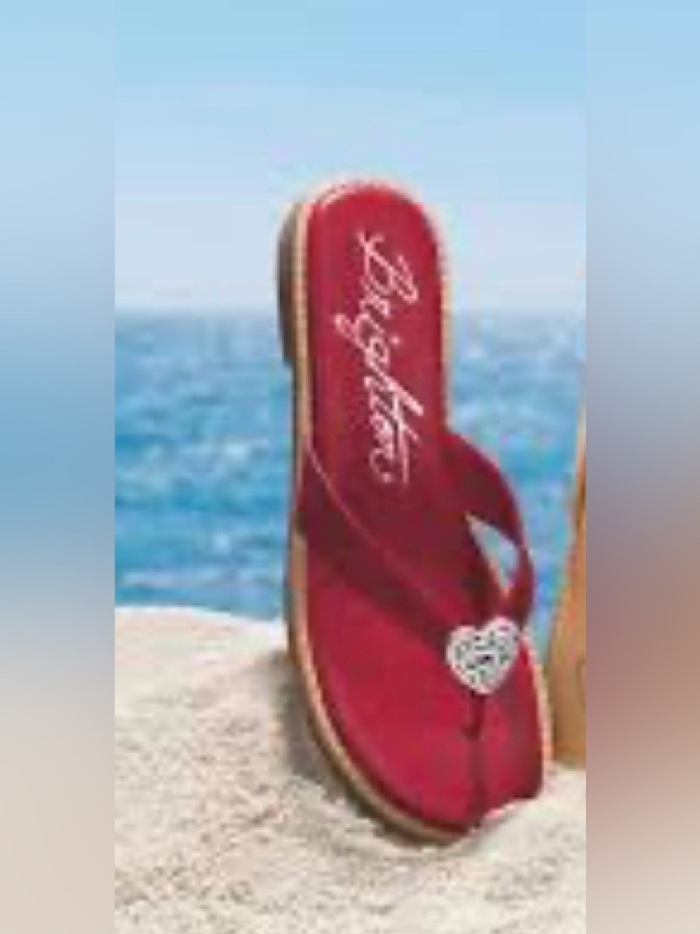 Brighton Women’s Red Heart-Accent Flip Flop Sandal size 10
